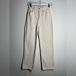 Hollister Juniors Sz  0S W 24 White Straight High Rise Corduroy Pants Casual